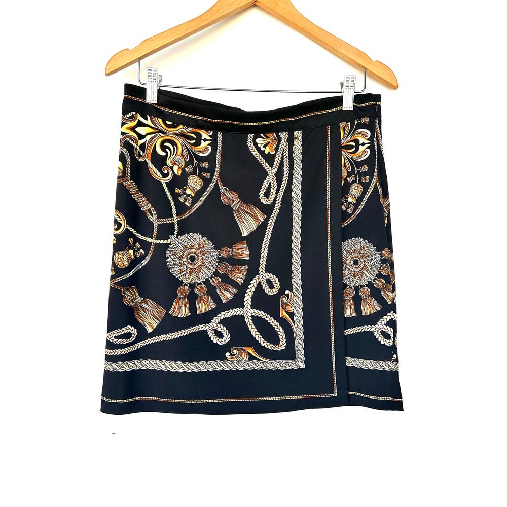Vintage Y2K Cache Set Halter Top Mini Skirt Baroque Scarf Versace Medium 8 Gold - Picture 9 of 13